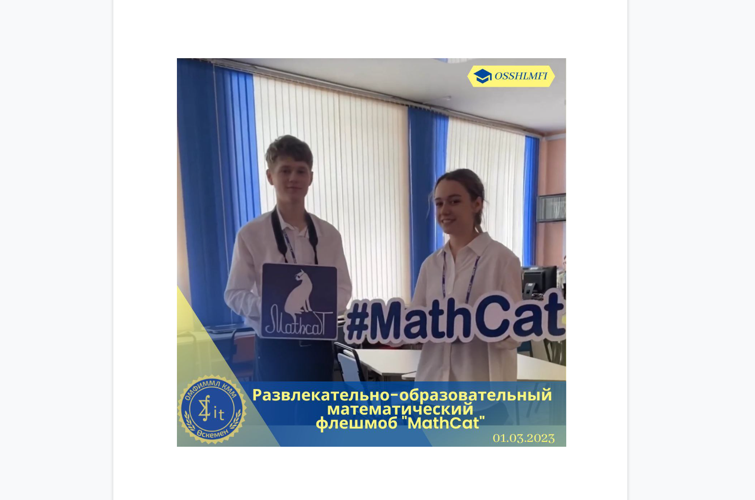 Развлекательно-образовательный математический флешмоб "MathCat"