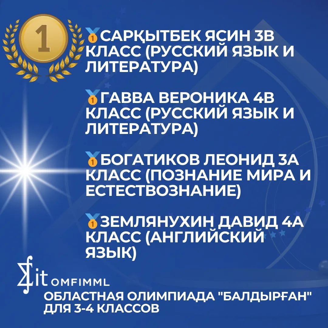 Областная олимпиада "Балдырған" для учащихся 3-4 классов.
