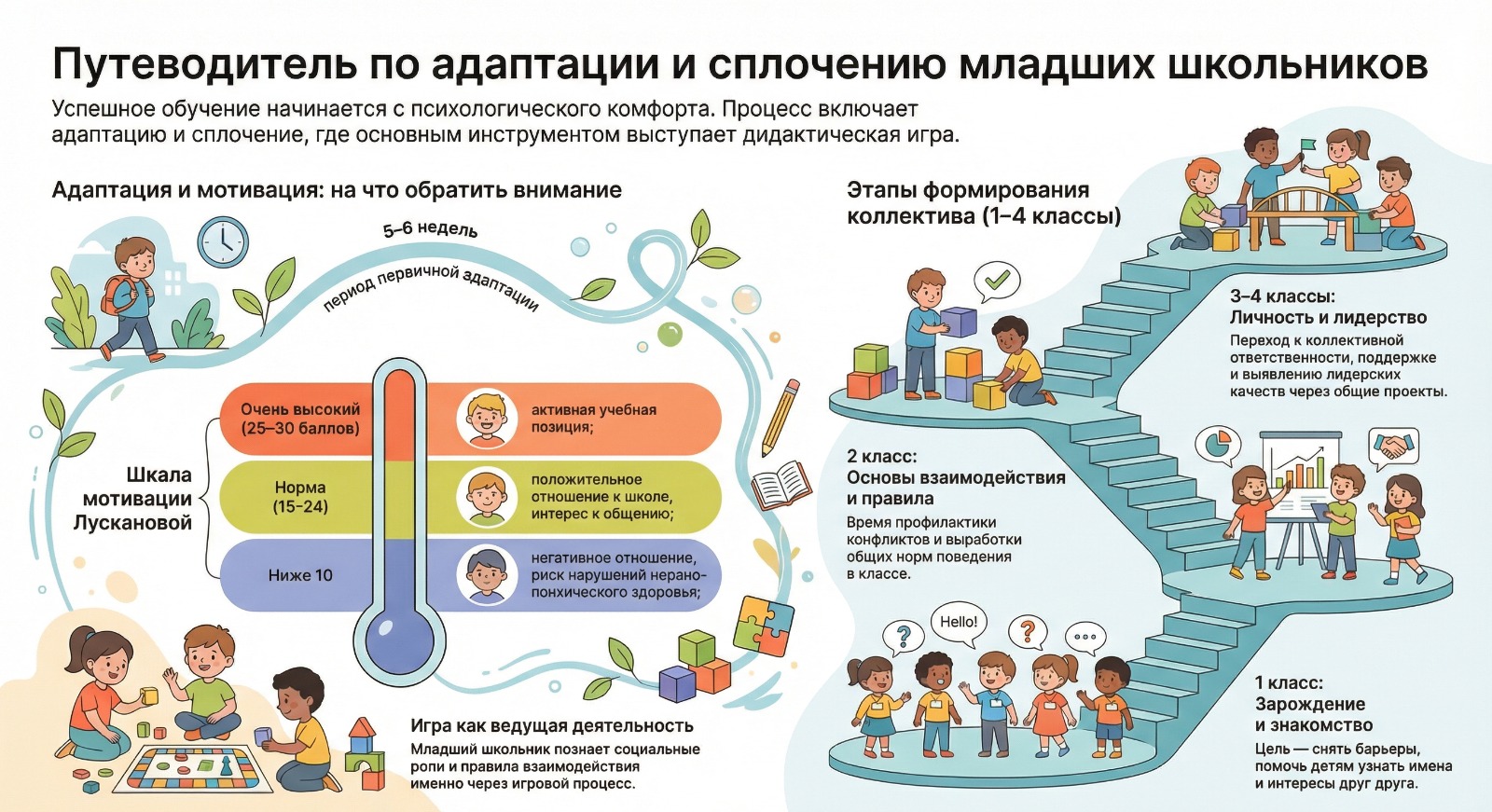 Сплочение школьников 1-4 классов, памятка для педагогов